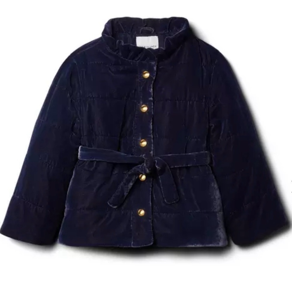 Janie and Jack Midnight Blue Velvet Puffer Jacket